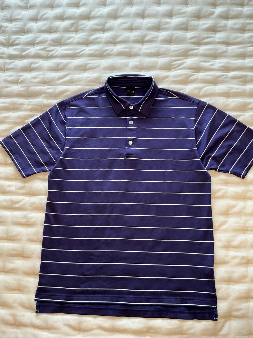 Dunning Golf Purple Polo Shirt White Stripes men’s size Small